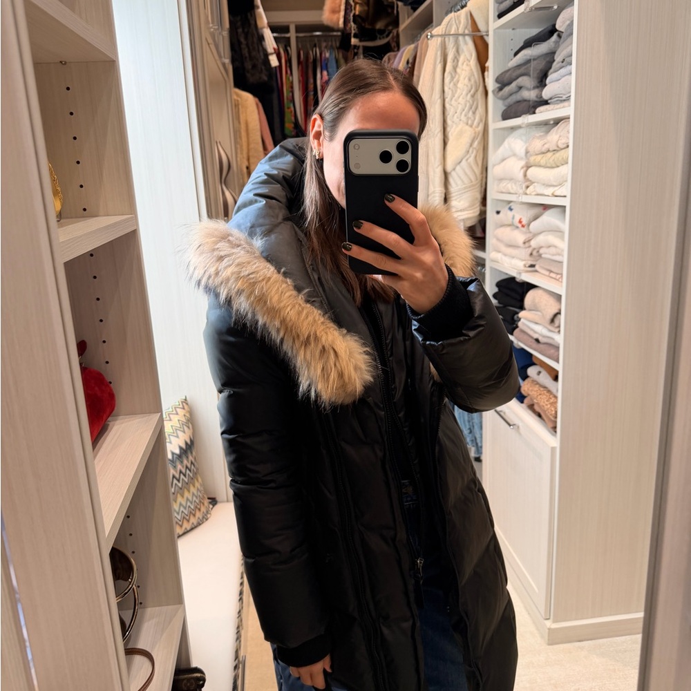 Mackage Black Puffer Coat with Fur Trim - Picture 2 of 8